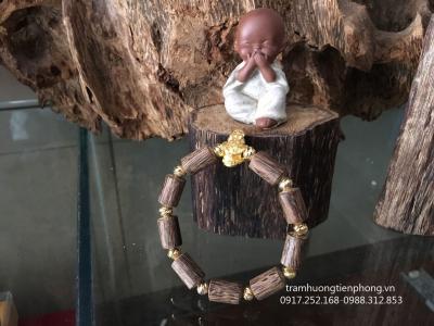 Vòng Trầm Hương Bruney Mix Vàng 24k Thiềm Thừ